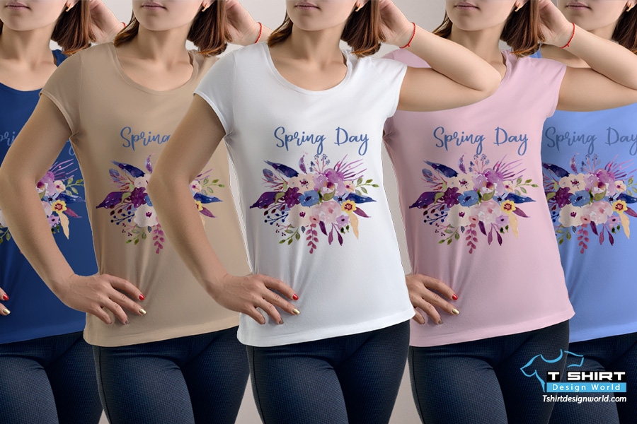 Spring Day Floral Design for Women's Tshirts WT07 TShirt Design World